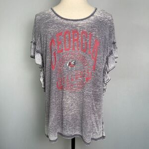 UGA Game Day Couture Women't Short Sleeve T-Shirt, Size XL, Ruffles, Gray & Red